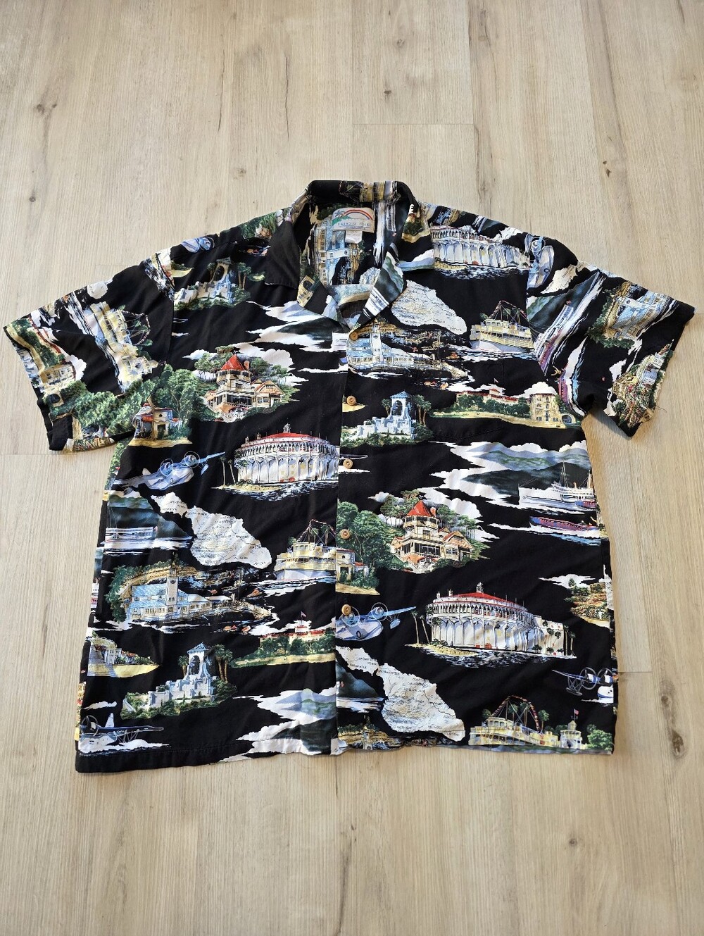 Paradise Found Shirt Hawaiian Catalina Island Museum Print Size 2XL